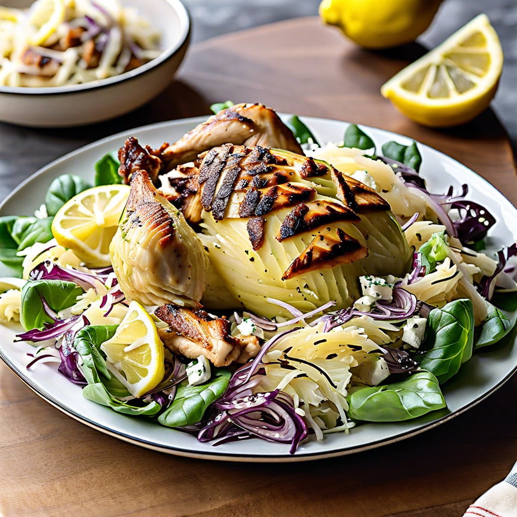 lemon parmesan cabbage salad with grilled chicken