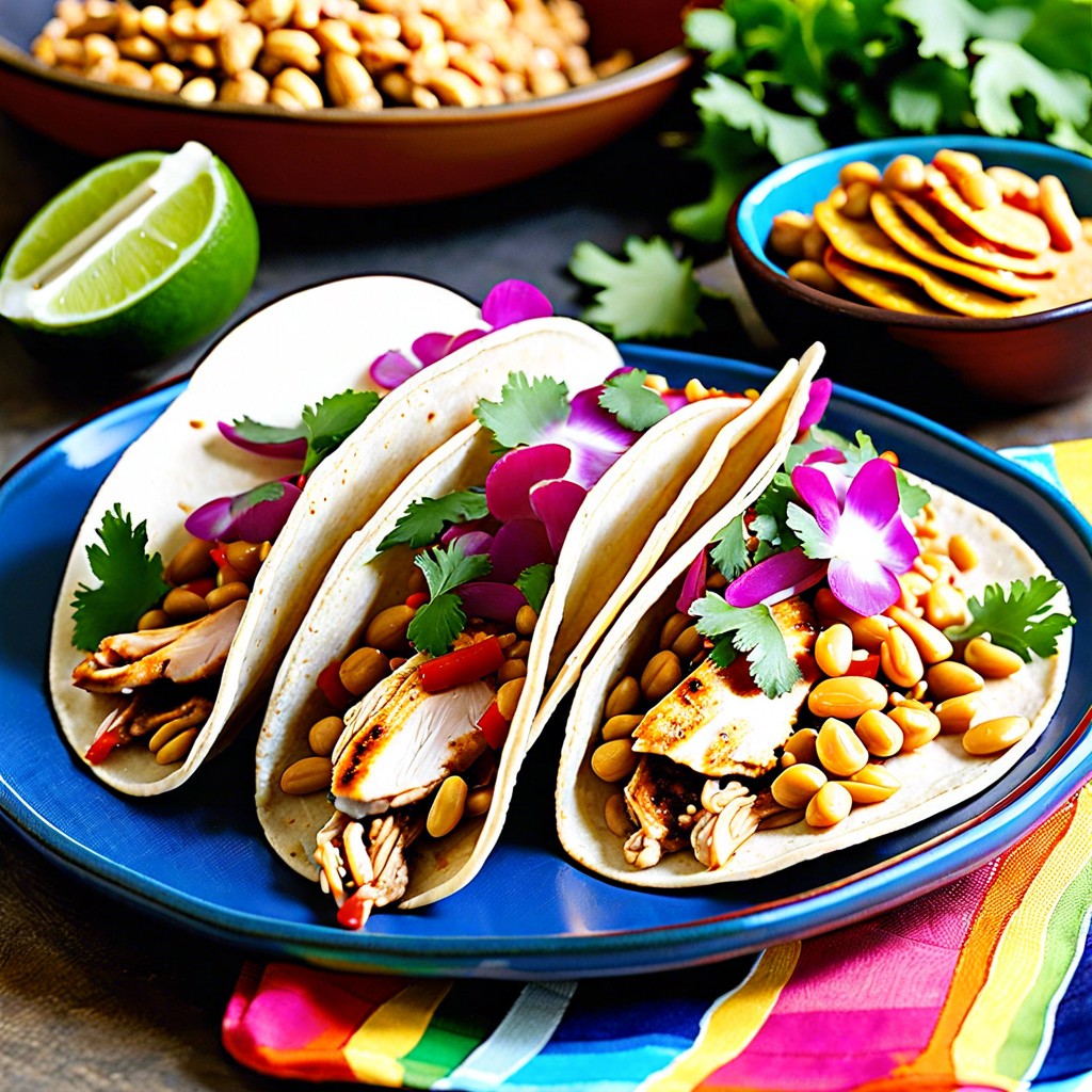 peanut chicken tacos